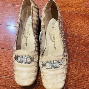 Salvatore Ferragamo Beige and Brown Loafers for Women